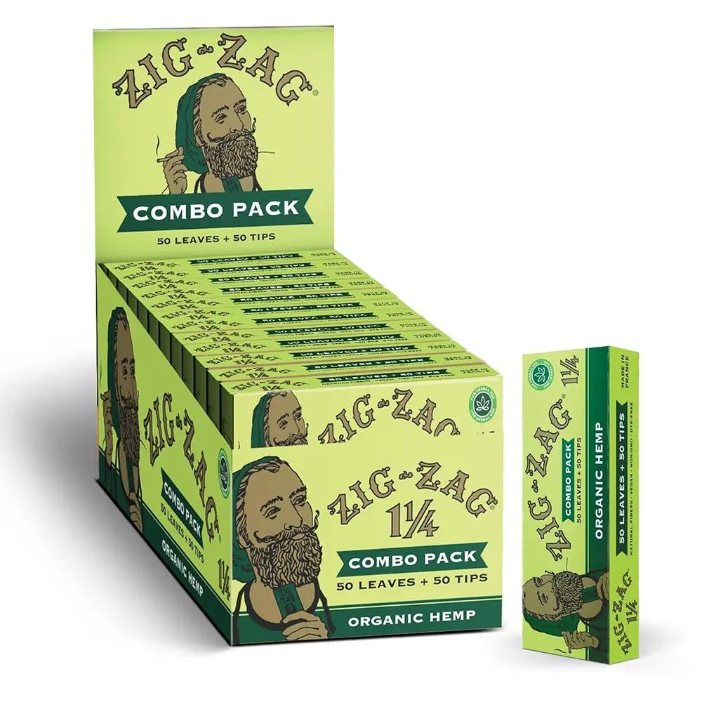 Zig Zag | Organic Hemp | Combo Pack | 1 1/4 | 50 Leaves + 50 Tips