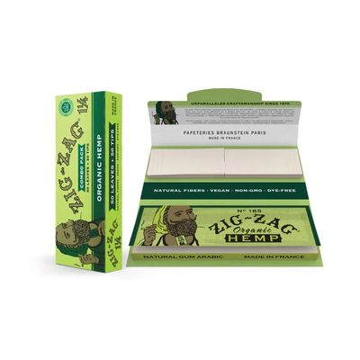 Zig Zag | Organic Hemp | Combo Pack | 1 1/4 | 50 Leaves + 50 Tips