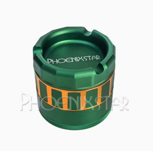 ALL-IN-ONE | Phoenix Star | 4pc Grinder &amp; Joint Holder, Color: Green