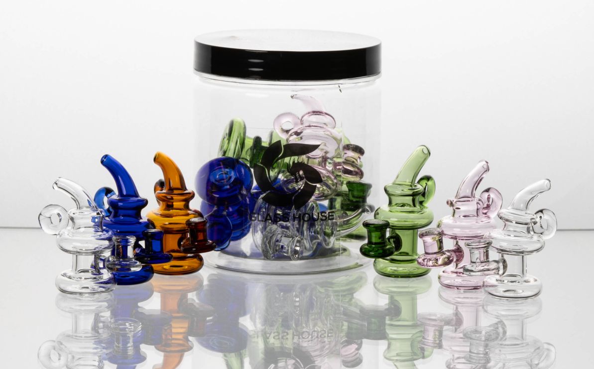 Glass House | Mini-Rig Shaped | Carb Cap w/Necklace Loop