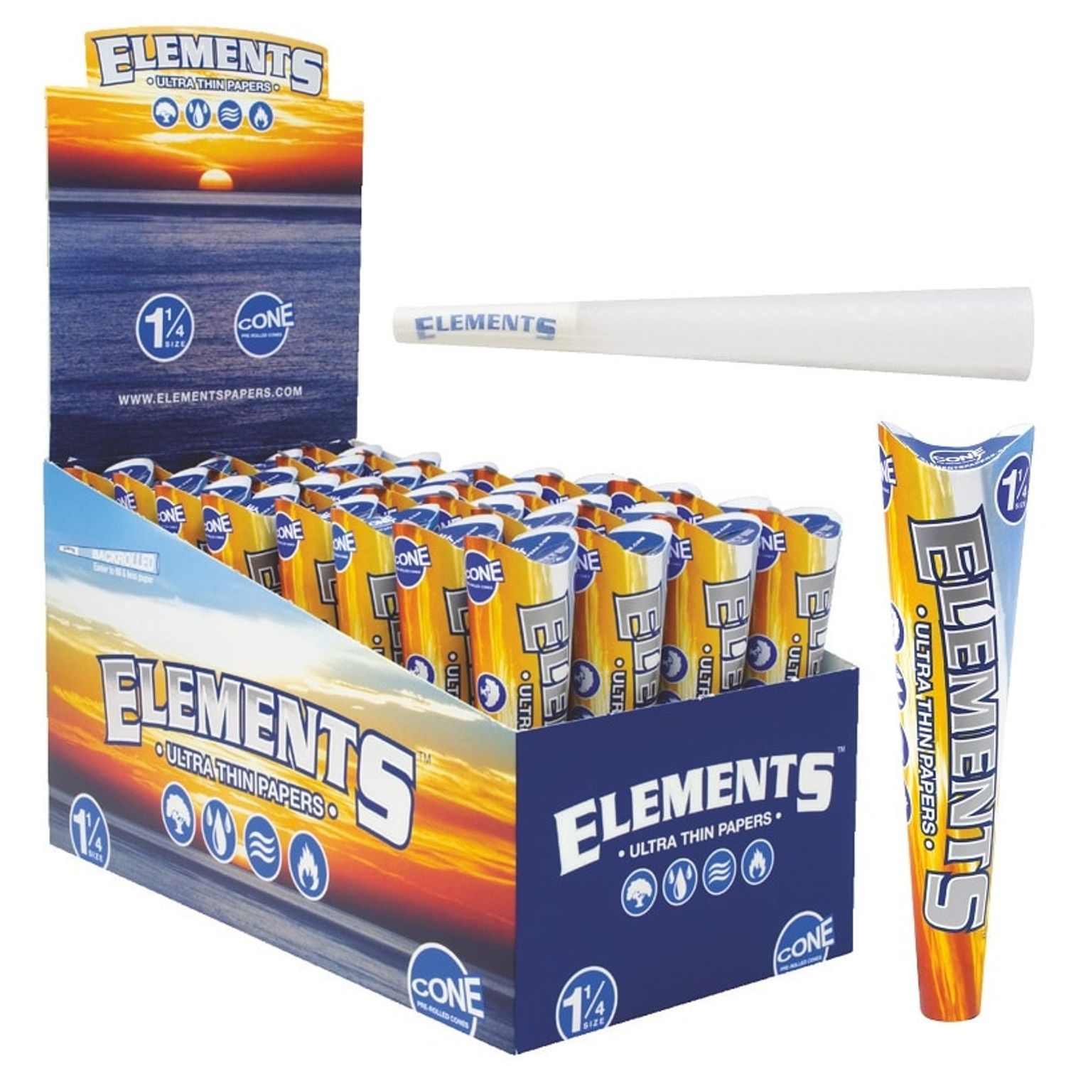 Elements | Ultra Thin Cones | 1 1/4 | 6pk