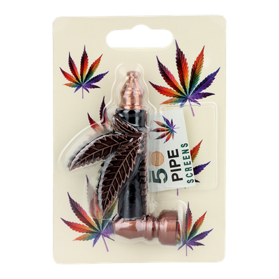 3.5&quot; |  Getal Pipe | Metal Wings | Hemp Leaf Pipe w/screens