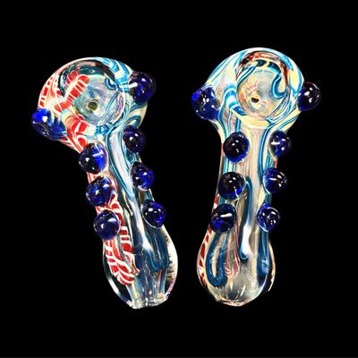 Flow Beaded Glass Spoon Hand Pipe