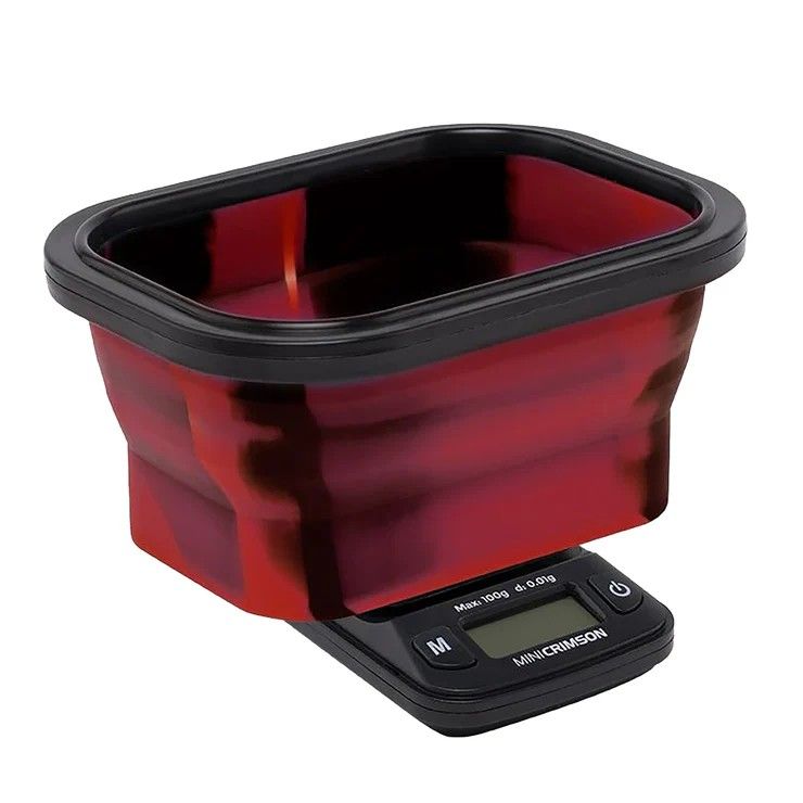Truweigh | Mini Crimson | Collapsible Bowl Scale | 100g x 0.01g, Color: Black/Red