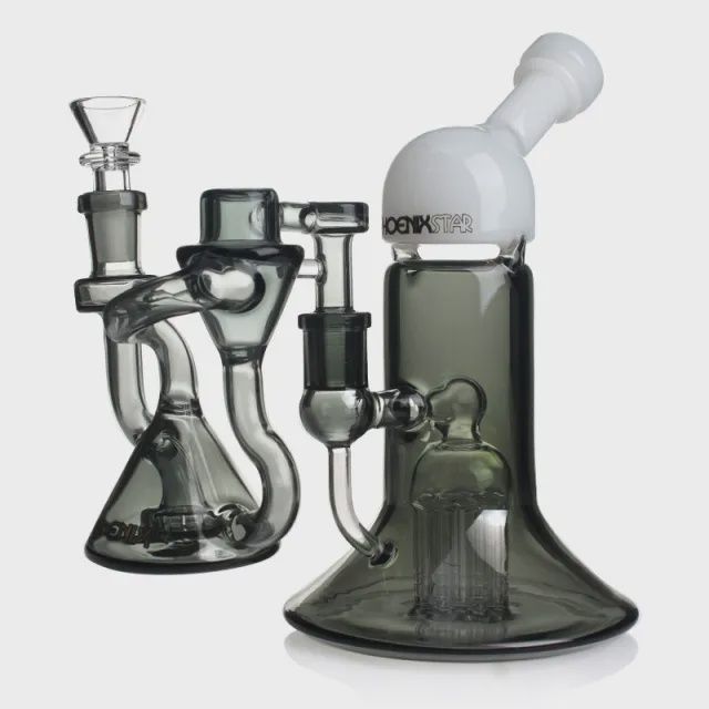 Wide Base Dome Top Bubbler w Matching Ash Catcher and a bowl, Color: Black