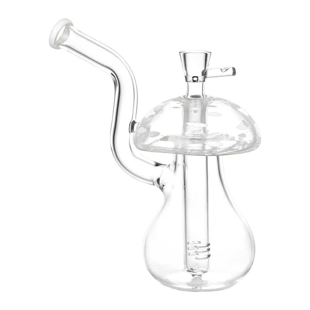 Clear Mushroom Glass Water Pipe 6.5" 14mm F