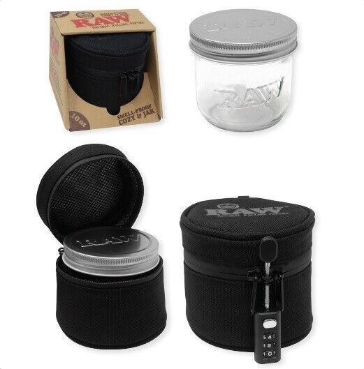RAW Jar &amp; Cozy | Mason Jar + Lock Included, Size: 10oz