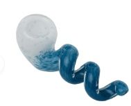 CorkScrew | Handpipe, Color: White Frit with Blue