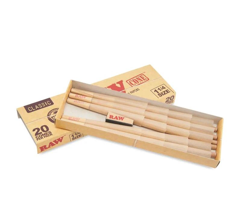 RAW | 1 1/4 | Cones | 20pc, Size: Classic 1 1/4