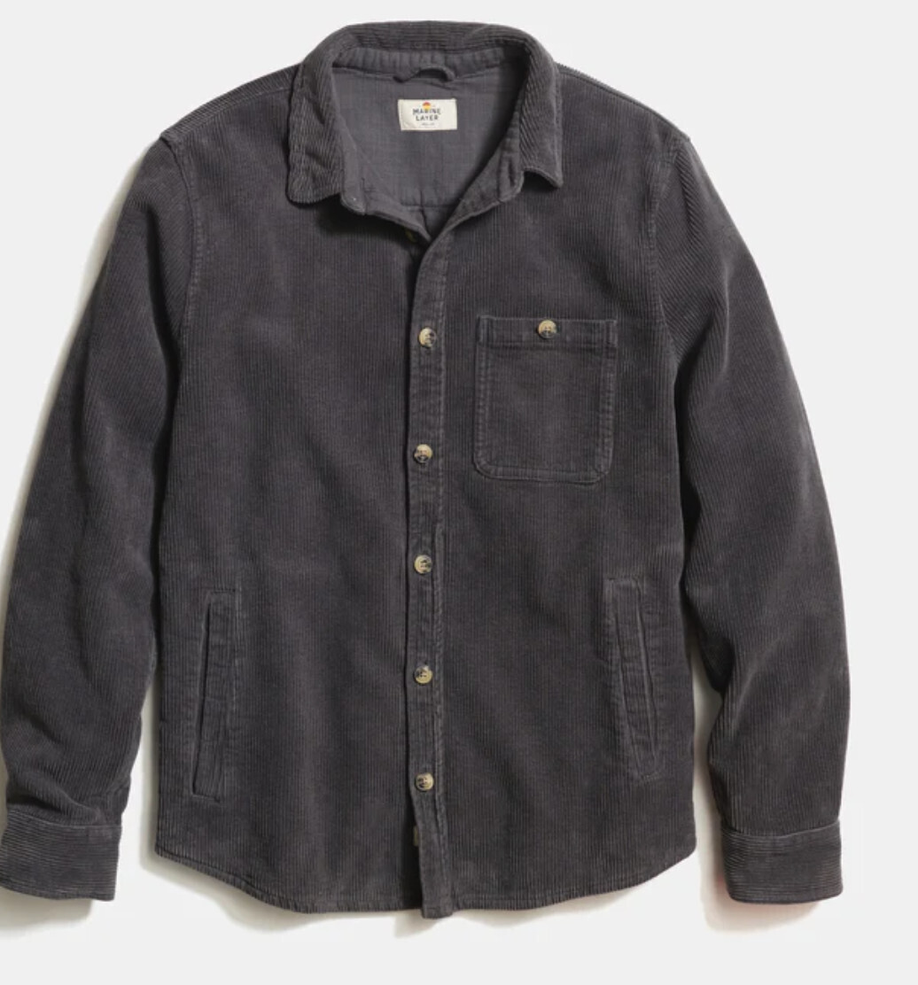 Max Broken In Corduroy Overshirt - Faded Black