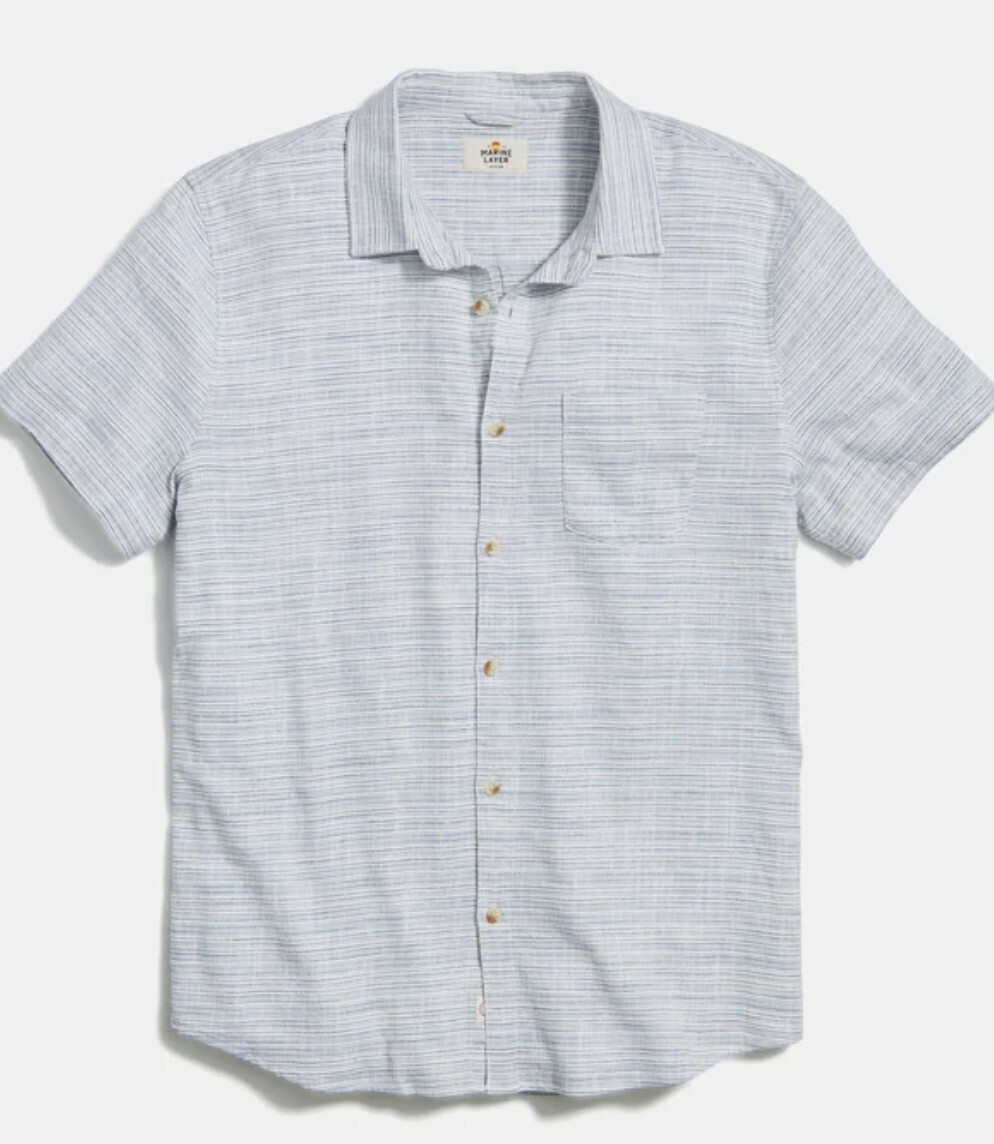 Marine Layer Stretch Selvage Mini Stripe Shirt