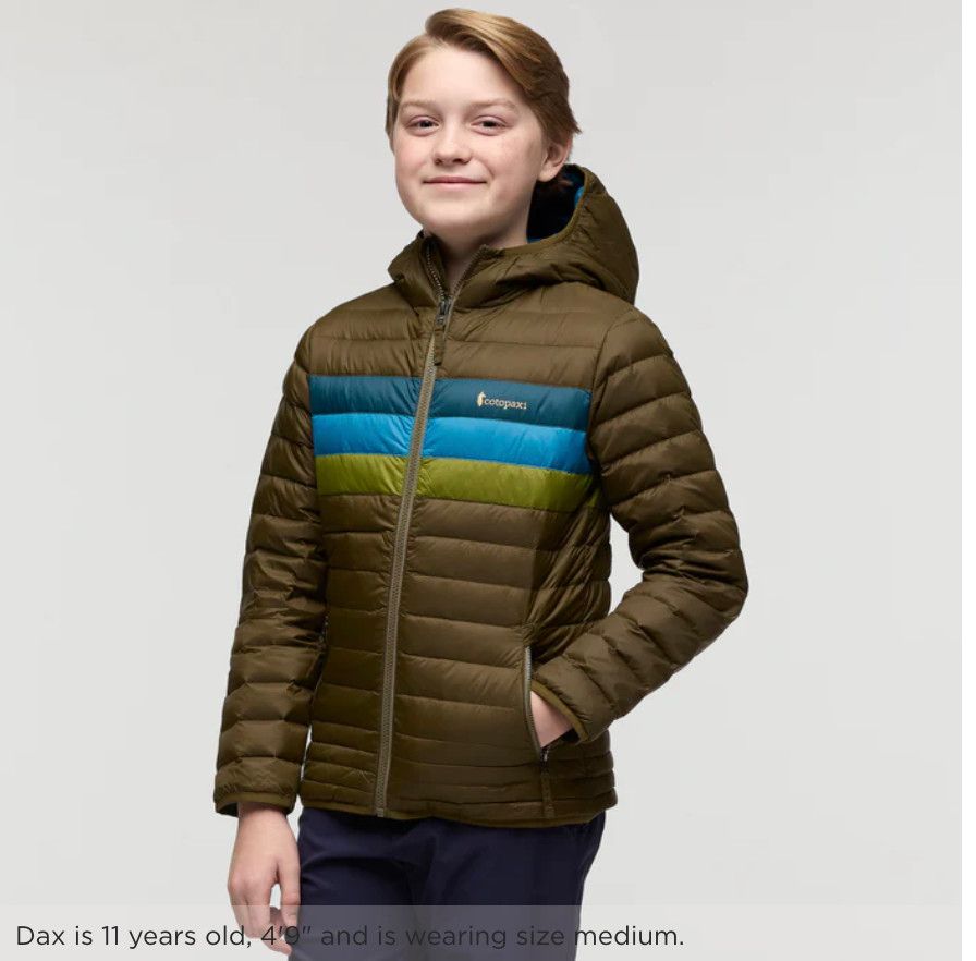 Cotopaxi Kids&#39; Fuego Down Hooded Jacket - Live Oak Stripes