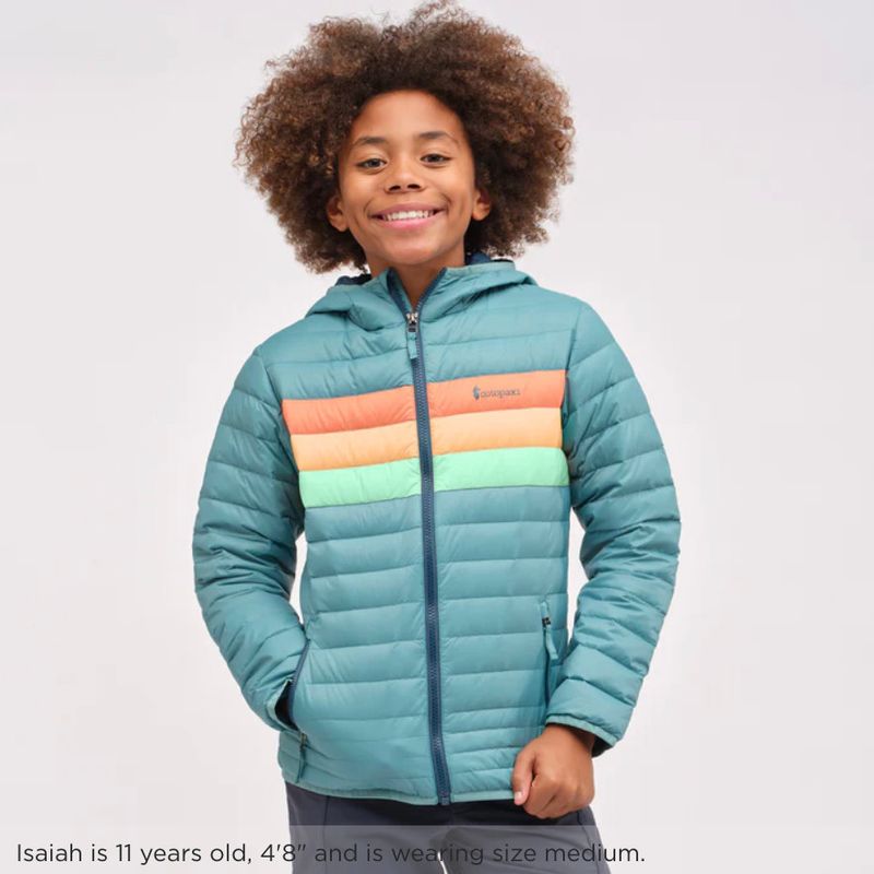 Cotopaxi Kids&#39; Fuego Down Hooded Jacket - Coastal Stripes