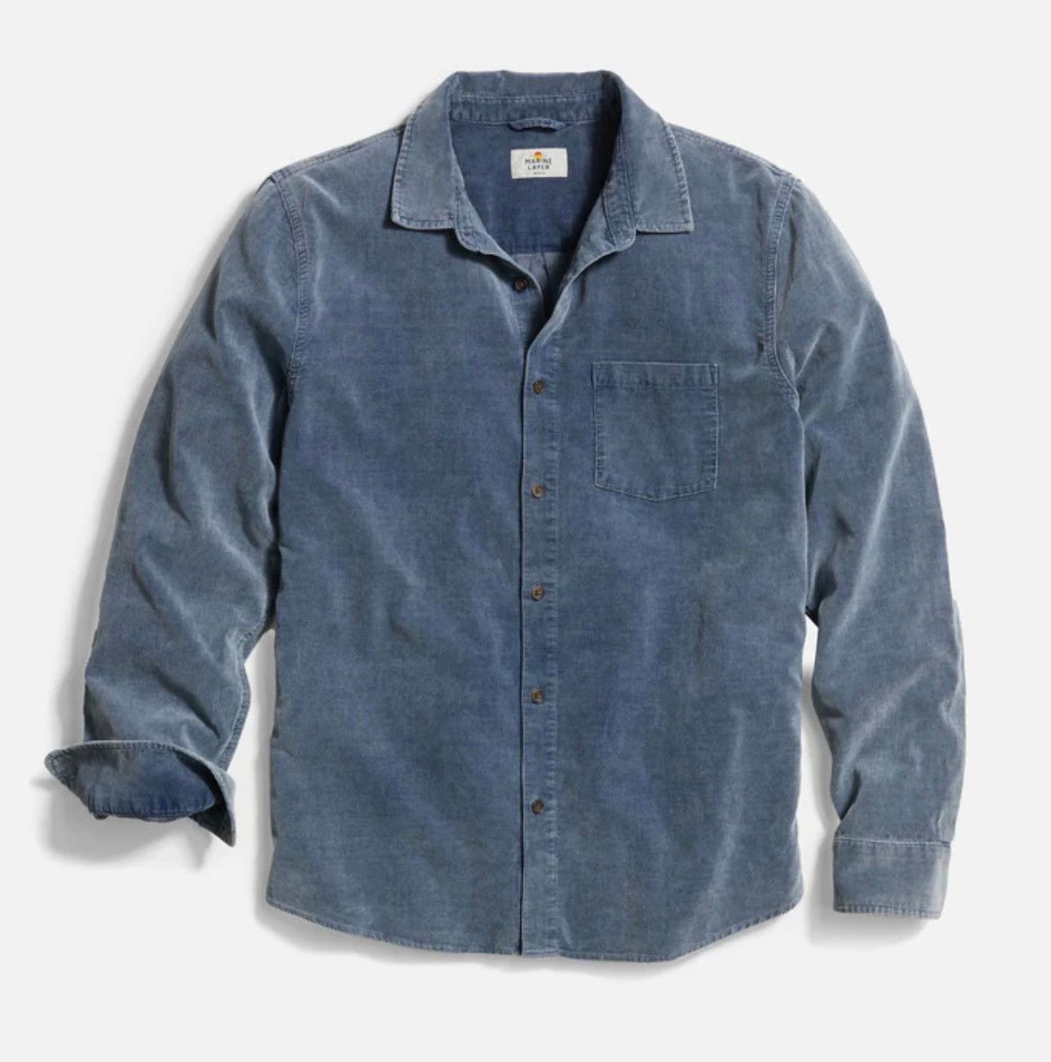 Marine Layer Lightweight Corduroy Shirt in Indigo