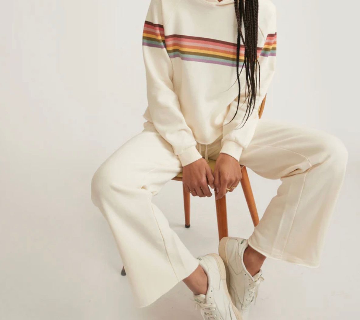 Anytime Antique White Wide Leg Sweatpant