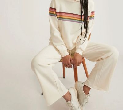 Anytime Antique White Wide Leg Sweatpant