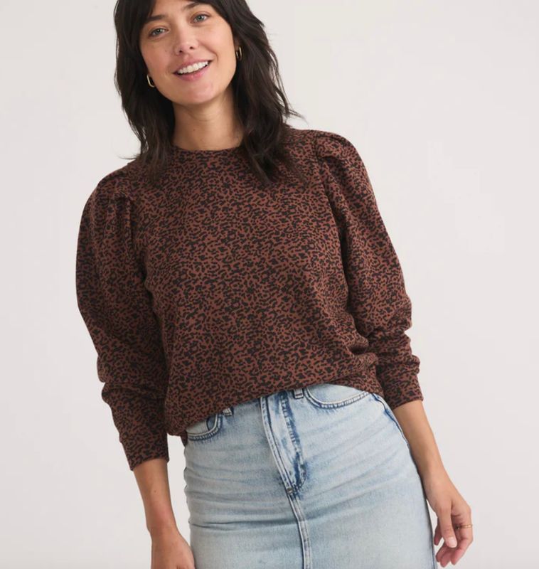 Enya Puff Sleeve Sweatshirt - Deep Cheetah