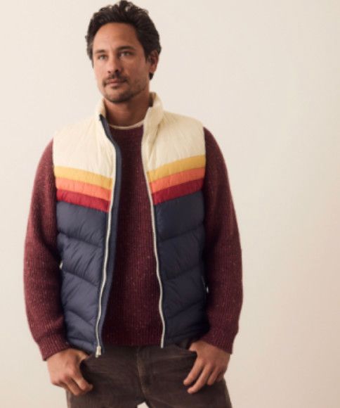 Marine Layer Archive Boreal Puffer Vest - Navy Sunset Colorblock