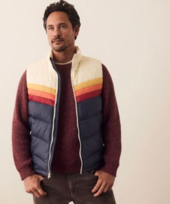 Marine Layer Archive Boreal Puffer Vest - Navy Sunset Colorblock