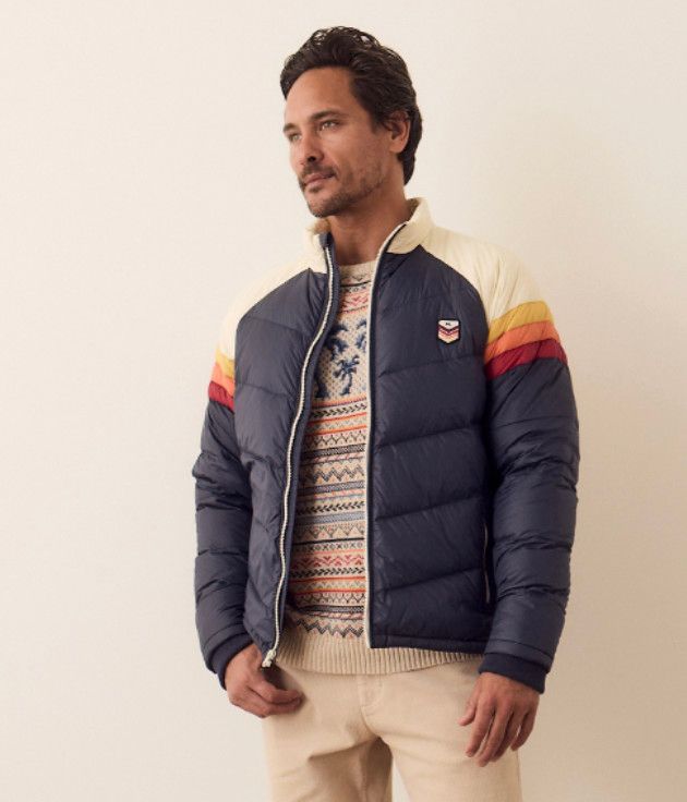 Marine Layer Archive Boreal Puffer Jacket - Navy Sunset Colorblock