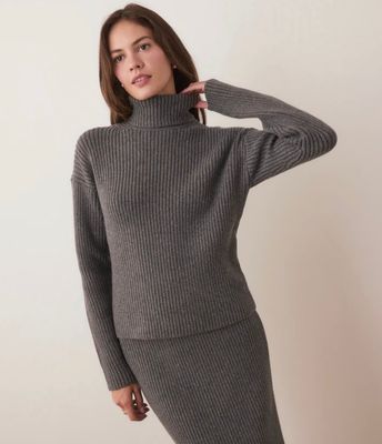 Marine Layer Isla Knit Turtleneck - Charcoal