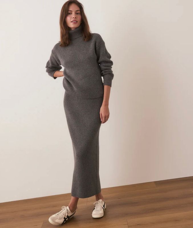 Marine Layer Isla Sweater Skirt - Charcoal