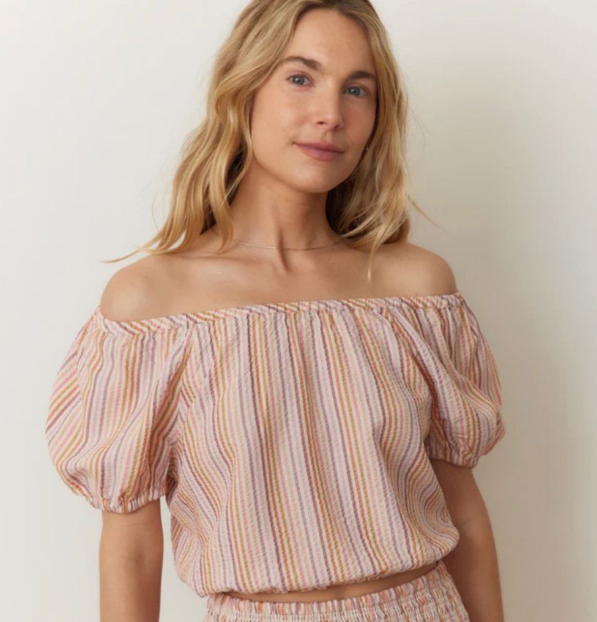 Marella Seersucker Crop Blouse