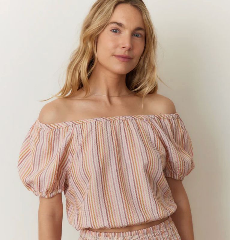 Marella Seersucker Crop Blouse