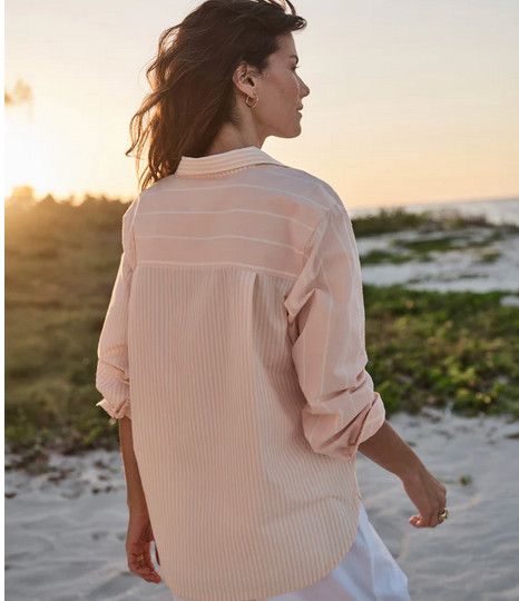 Cali Poplin Shirt-Rosewater Stripe