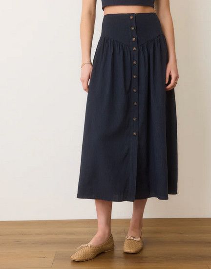 Jade Button Through Skirt