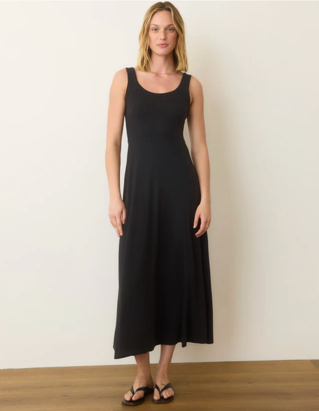 Lexi Rib Sun-In Scoop Neck Dress Black