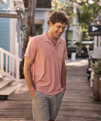 Marine Layer Air Pocket Polo in Withered Rose