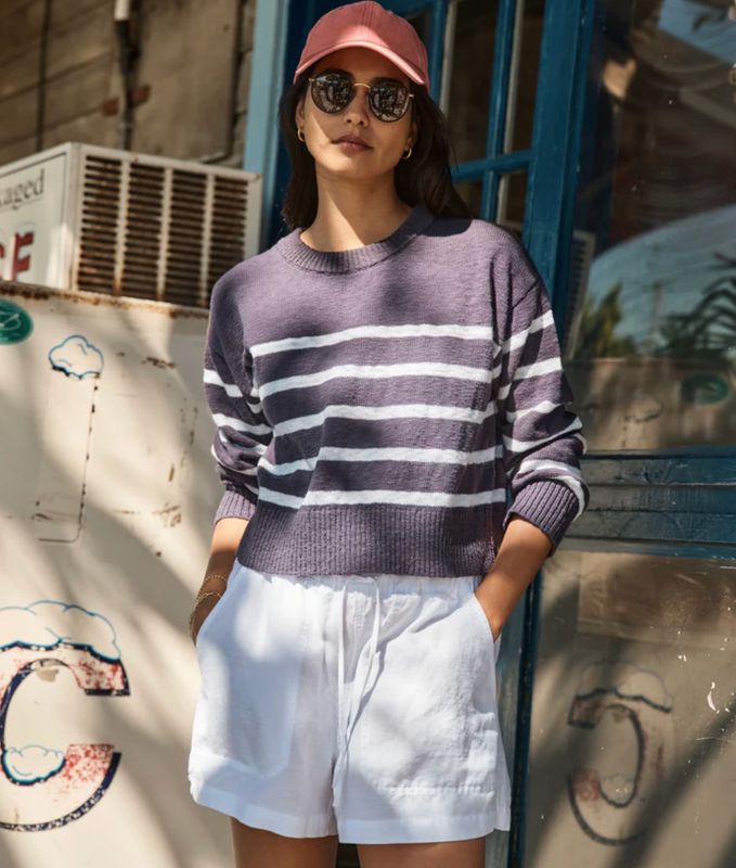 Marine Layer Linen Drawstring Short in White