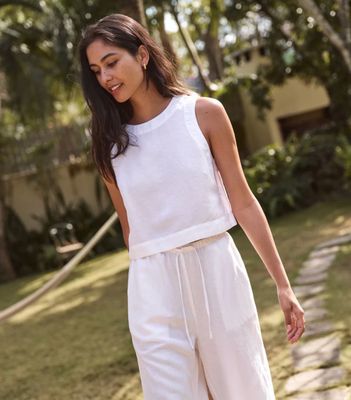 Marine Layer Quinn Linen Tank in White