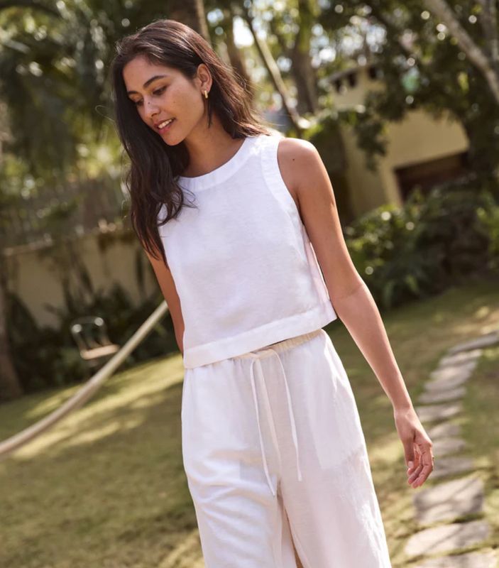 Marine Layer Quinn Linen Tank in White