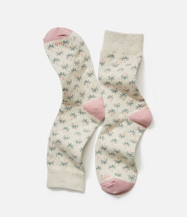 Marine Layer Crew Sock - Oatmeal Palm Print
