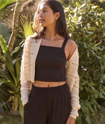 Lila Double Cloth Tank in Black
