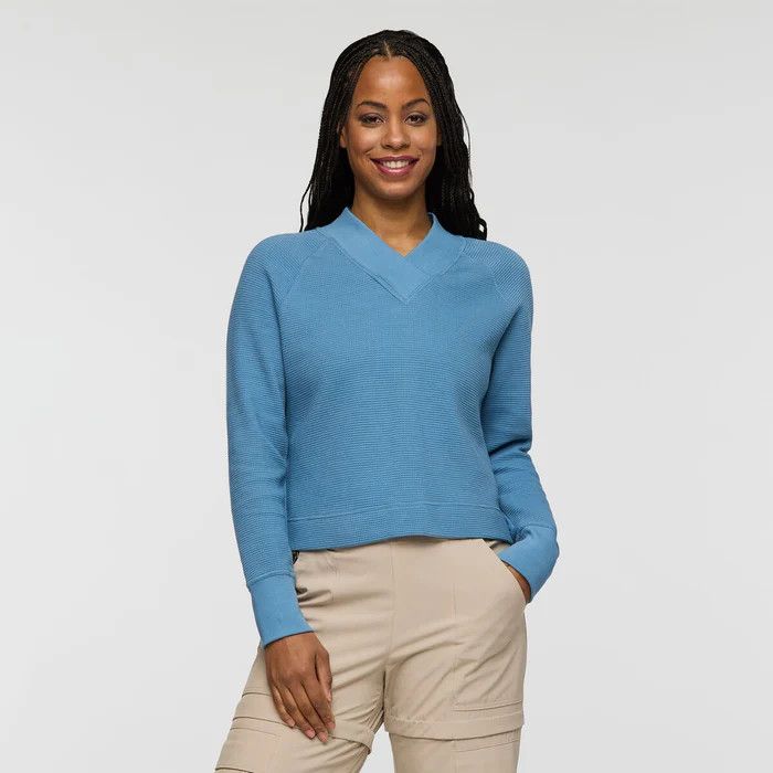 Women&#39;s Atajo Long-Sleeve Waffle V-Neck in Fjord