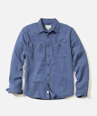 Pacifica Stretch Twill Overshirt in Blue Railroad Stripe