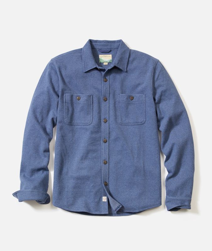 Pacifica Stretch Twill Overshirt in Blue Railroad Stripe