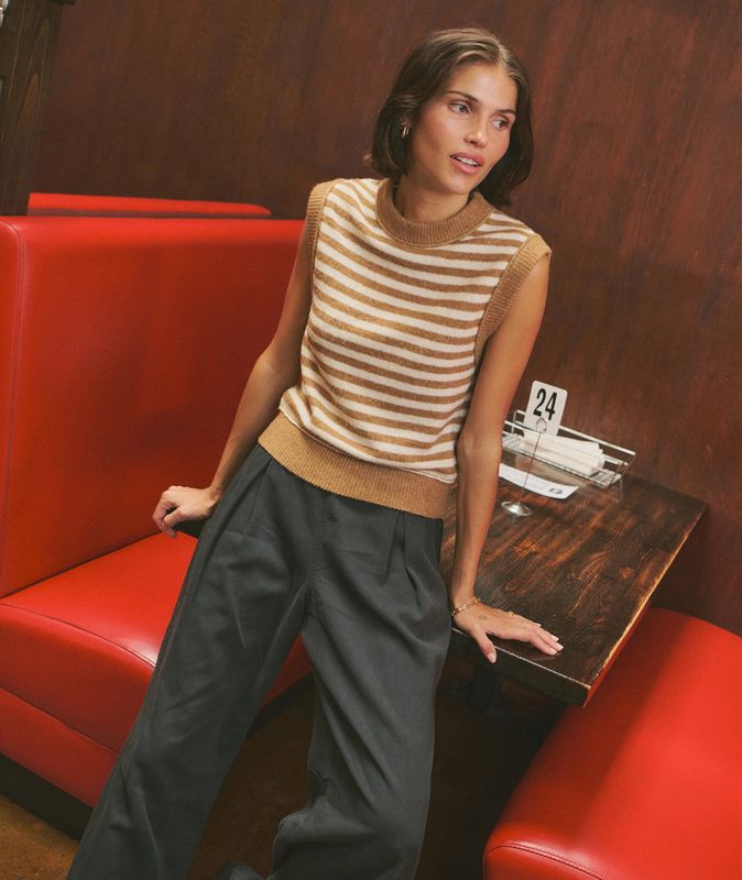 Sausalito Sweater Vest in Nutmeg Stripe