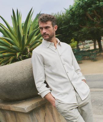 Marine Layer Pacifica Stretch Shirt in Oatmeal Heather