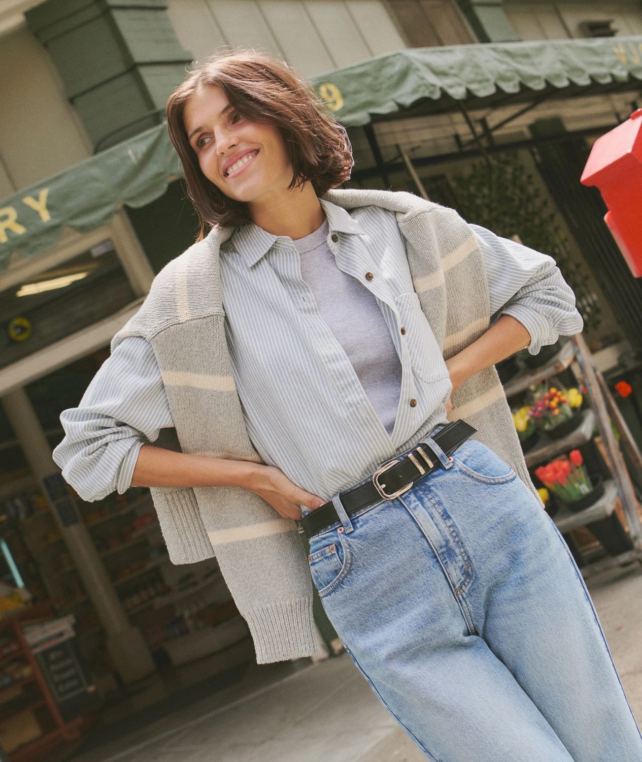 Jane Relaxed California Oxford Shirt in Blue Stripe