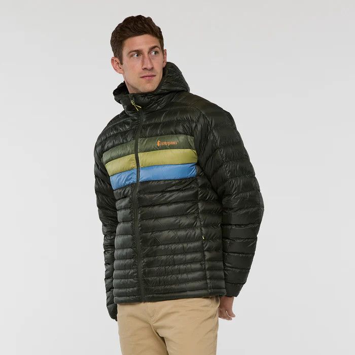 Cotopaxi Fuego Down Hooded Jacket in Woods Stripes