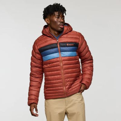 Cotopaxi Fuego Down Hooded Jacket in Nutmeg Stripes