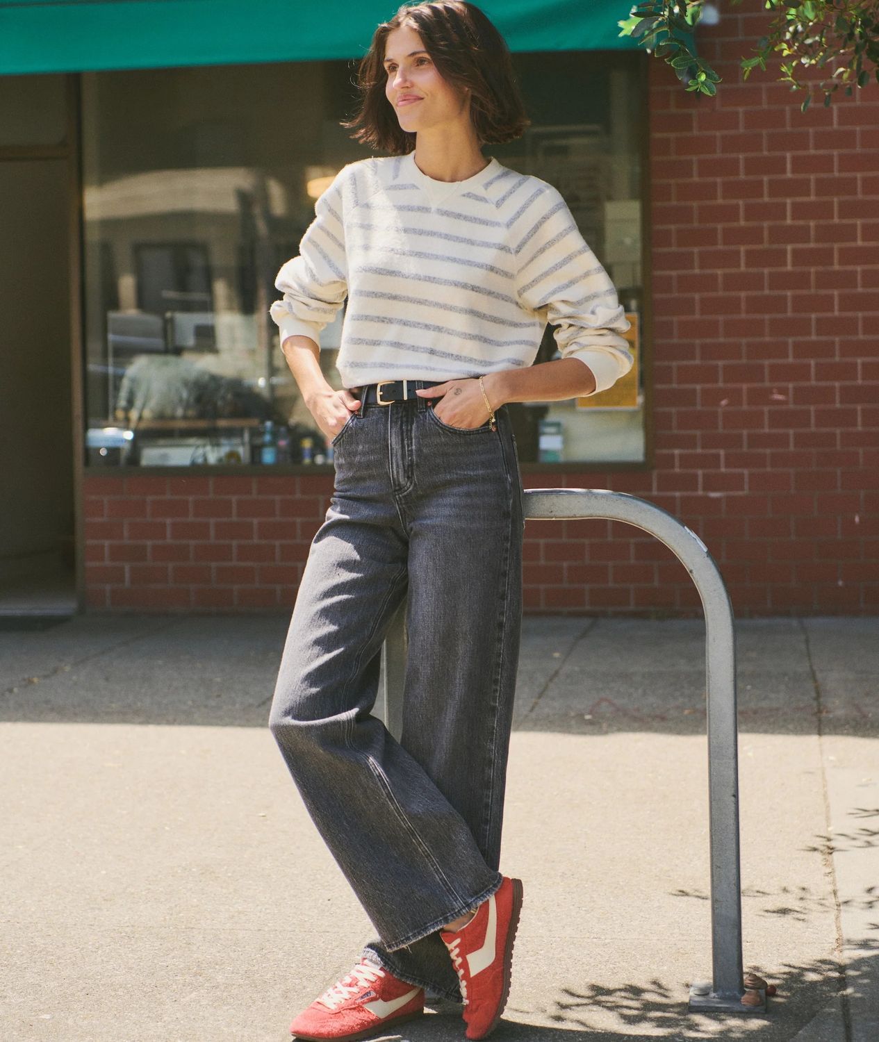 Charlie Denim Wide Leg Pant in Washed Black