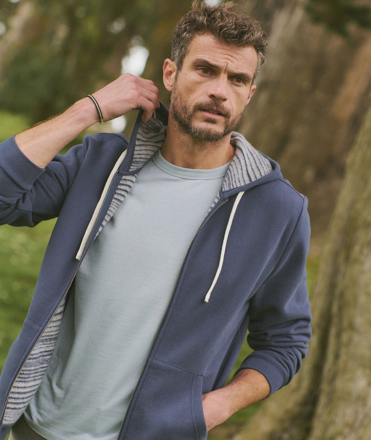 Marine Layer Cloud 9 Fleece Full Zip Hoodie in Navy