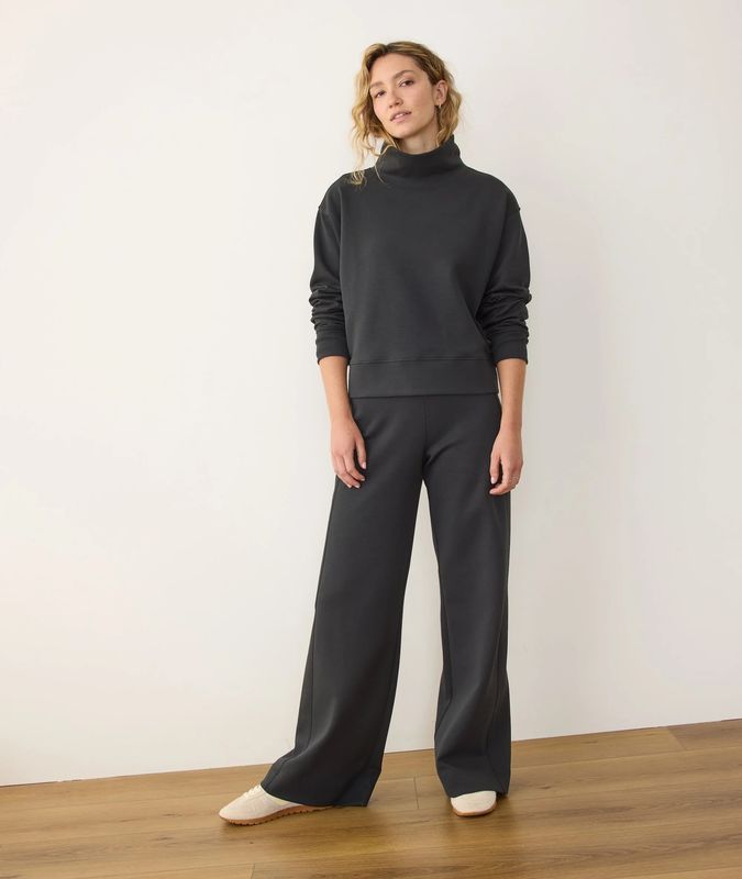 Marine Layer Nova Mock Neck Sweatshirt in Washed Black