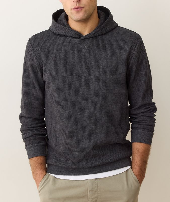 Marine Layer Waffle Hoodie in Charcoal