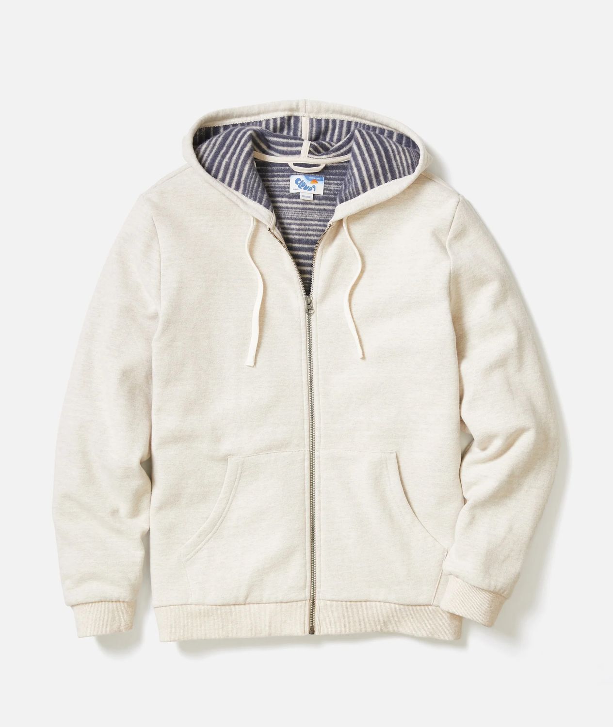 Marine Layer Cloud 9 Fleece Full Zip Hoodie in Oatmeal